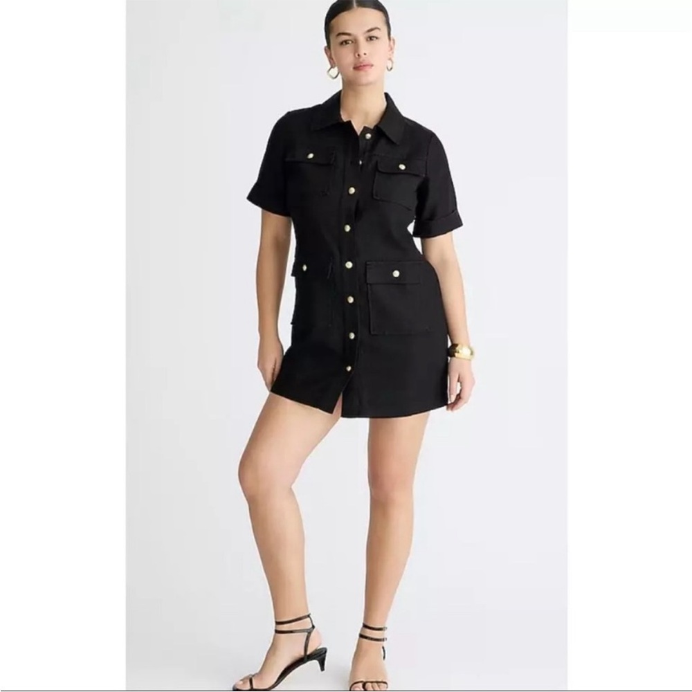 J crew gamine 6 linen gold button dress